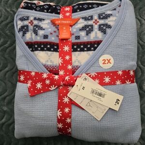 Joe Fresh Women's Light Blue Pajamas With Nordic Print Bottoms